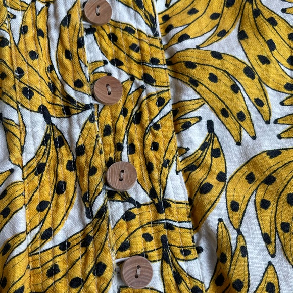 FARM RIO super cute linen/cotton lined dress; XS, wooden buttons, cross straps - Picture 10 of 15